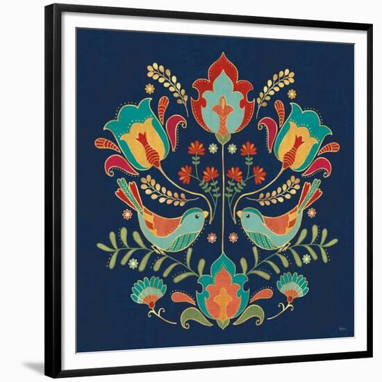 Folk Floral III Dark-Veronique Charron-Framed Premium Giclee Print