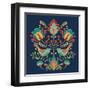 Folk Floral III Dark-Veronique Charron-Framed Art Print