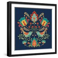 Folk Floral III Dark-Veronique Charron-Framed Art Print