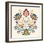 Folk Floral III Green-Veronique Charron-Framed Art Print