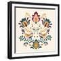 Folk Floral III Green-Veronique Charron-Framed Art Print