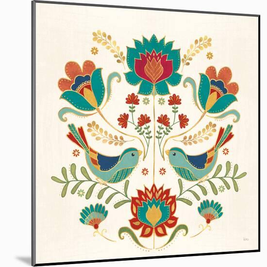 Folk Floral III v2-Veronique Charron-Mounted Art Print