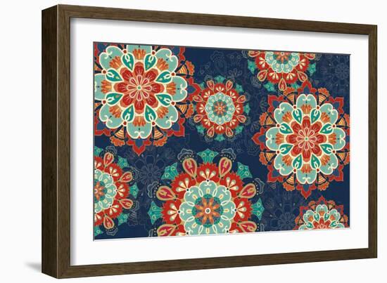 Folk Floral VIII Dark-Veronique Charron-Framed Art Print