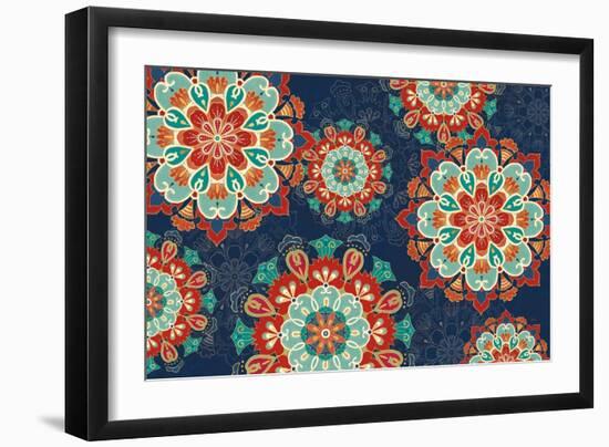 Folk Floral VIII Dark-Veronique Charron-Framed Art Print