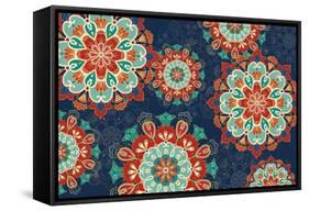 Folk Floral VIII Dark-Veronique Charron-Framed Stretched Canvas