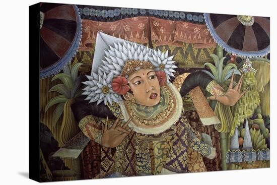 Folk Painting of Male Dancer, Bali, Indonesia-null-Stretched Canvas