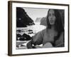 Folk Singer Joan Baez on the Beach with Guitar Near Her Home-Ralph Crane-Framed Premium Photographic Print