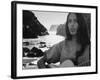 Folk Singer Joan Baez on the Beach with Guitar Near Her Home-Ralph Crane-Framed Premium Photographic Print