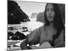 Folk Singer Joan Baez on the Beach with Guitar Near Her Home-Ralph Crane-Mounted Premium Photographic Print