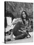 Folk Singer Joan Baez on the Beach with Guitar Near Her Home-Ralph Crane-Stretched Canvas