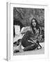 Folk Singer Joan Baez on the Beach with Guitar Near Her Home-Ralph Crane-Framed Premium Photographic Print