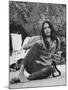 Folk Singer Joan Baez on the Beach with Guitar Near Her Home-Ralph Crane-Mounted Premium Photographic Print