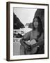 Folk Singer Joan Baez on the Beach with Guitar Near Her Home-Ralph Crane-Framed Premium Photographic Print