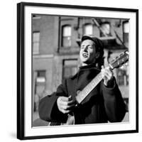 Folk Singer Woody Guthrie in Nyc-null-Framed Premium Photographic Print