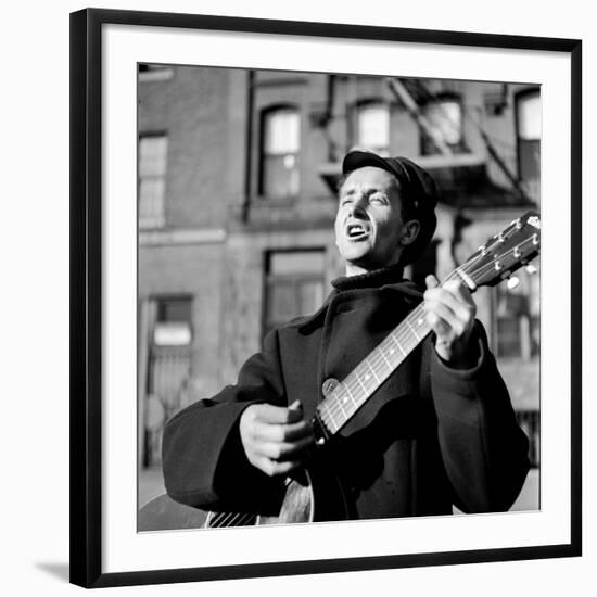 Folk Singer Woody Guthrie in Nyc-null-Framed Premium Photographic Print