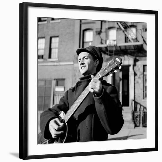 Folk Singer Woody Guthrie in Nyc-null-Framed Premium Photographic Print