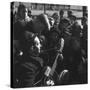 Folk Singer Woody Guthrie Playing Guitar for Group of Children-Eric Schaal-Stretched Canvas