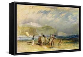 Folkestone Harbour and Coast to Devon, C.1830 (W/C and Gouache on Paper)-J. M. W. Turner-Framed Stretched Canvas