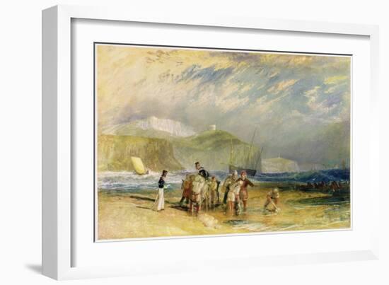 Folkestone Harbour and Coast to Devon, C.1830 (W/C and Gouache on Paper)-J. M. W. Turner-Framed Giclee Print