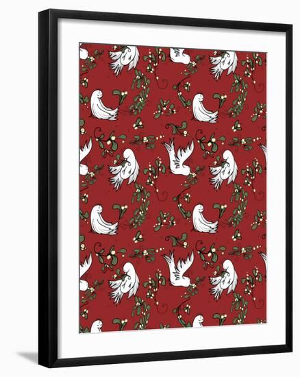 Folklore Mistletoe Doves Repeat-Cyndi Lou-Framed Giclee Print