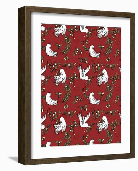 Folklore Mistletoe Doves Repeat-Cyndi Lou-Framed Giclee Print