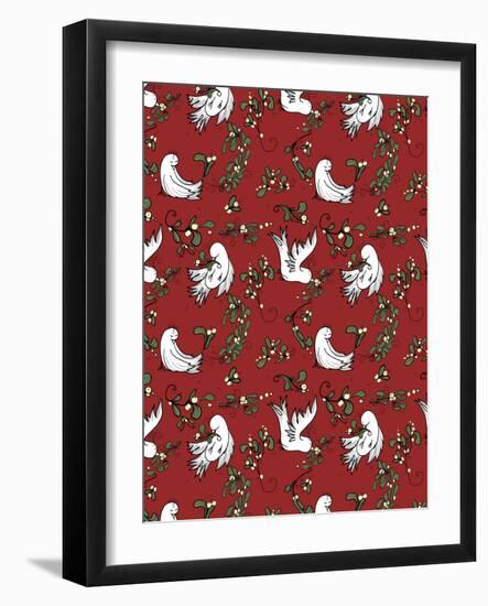 Folklore Mistletoe Doves Repeat-Cyndi Lou-Framed Giclee Print