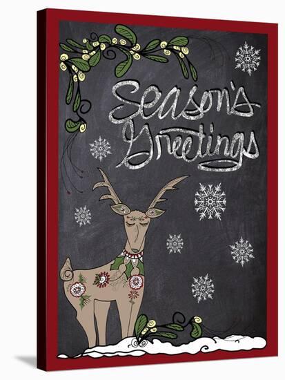 Folklore Reindeer Snowflakes-Cyndi Lou-Stretched Canvas