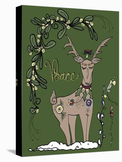 Folklore Reindeer-Cyndi Lou-Stretched Canvas