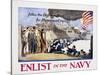 Follow the Boys in Blue for Home and Country, Enlist in the Navy Poster-George Hand Wright-Stretched Canvas