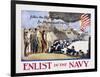 Follow the Boys in Blue for Home and Country, Enlist in the Navy Poster-George Hand Wright-Framed Giclee Print