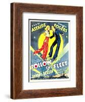 Follow The Fleet, Ginger Rogers, Fred Astaire on window card, 1936-null-Framed Art Print