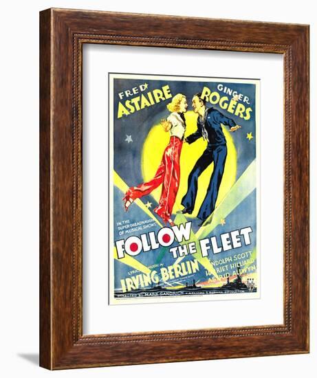 Follow The Fleet, Ginger Rogers, Fred Astaire on window card, 1936-null-Framed Art Print