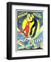 Follow The Fleet, Ginger Rogers, Fred Astaire on window card, 1936-null-Framed Art Print