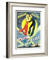 Follow The Fleet, Ginger Rogers, Fred Astaire on window card, 1936-null-Framed Art Print