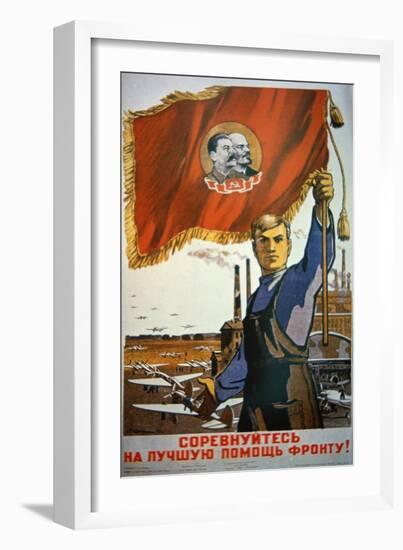 Follow This Worker's Example, Produce More for the Front!', 1942-null-Framed Giclee Print