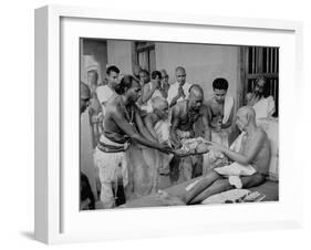 Followers Offering Fruits to Sri Ramana Maharshi-null-Framed Premium Photographic Print