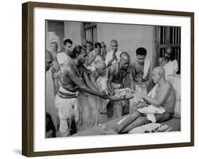 Followers Offering Fruits to Sri Ramana Maharshi-null-Framed Premium Photographic Print