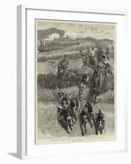 Following the Hounds by Train, a Scene in New Zealand-John Charlton-Framed Giclee Print