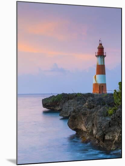 Folly Point Lighthouse Illuminted at Dusk, Port Antonio, Portland Parish, Jamaica, Caribbean-Doug Pearson-Mounted Photographic Print