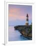 Folly Point Lighthouse Illuminted at Dusk, Port Antonio, Portland Parish, Jamaica, Caribbean-Doug Pearson-Framed Photographic Print