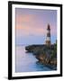 Folly Point Lighthouse Illuminted at Dusk, Port Antonio, Portland Parish, Jamaica, Caribbean-Doug Pearson-Framed Photographic Print