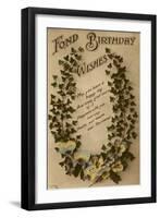 Fond Birthday Wishes with Ivy and Pansies-null-Framed Art Print