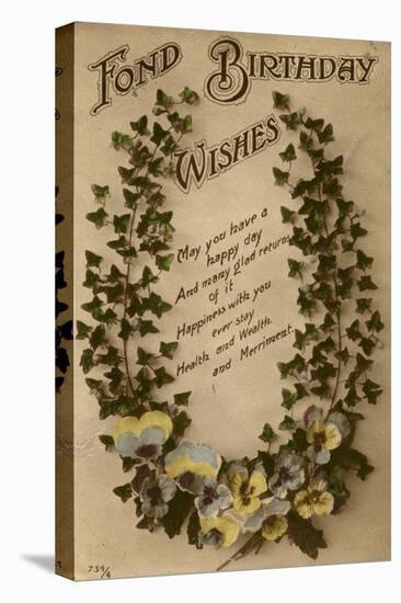 Fond Birthday Wishes with Ivy and Pansies-null-Stretched Canvas