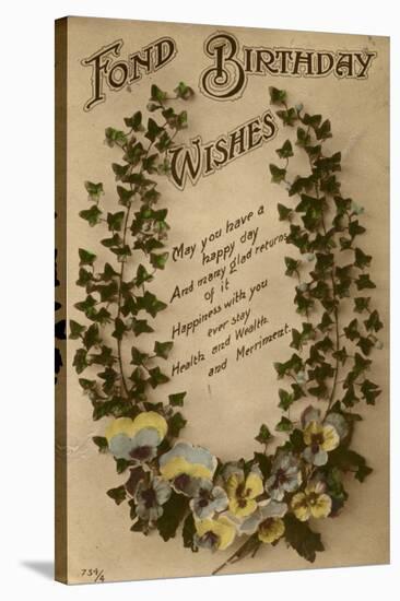 Fond Birthday Wishes with Ivy and Pansies-null-Stretched Canvas