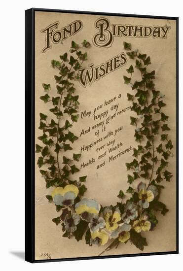 Fond Birthday Wishes with Ivy and Pansies-null-Framed Stretched Canvas