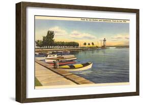 Fond du Lac Harbor and Lighthouse, Wisconsin-null-Framed Art Print