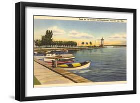 Fond du Lac Harbor and Lighthouse, Wisconsin-null-Framed Art Print