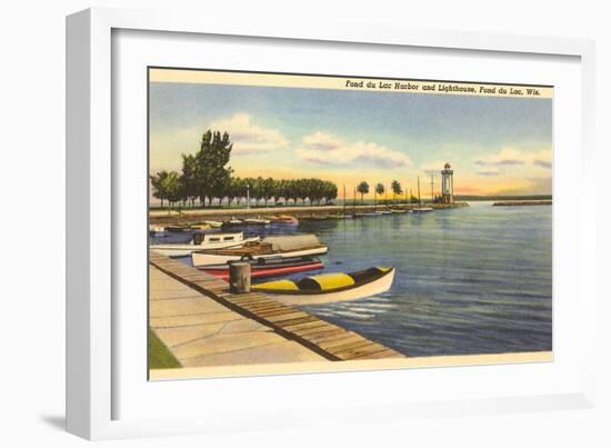 Fond du Lac Harbor and Lighthouse, Wisconsin-null-Framed Art Print