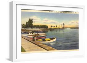 Fond du Lac Harbor and Lighthouse, Wisconsin-null-Framed Art Print