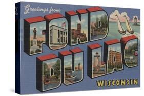 Fond du Lac, Wisconsin - Large Letter Scenes-Lantern Press-Stretched Canvas